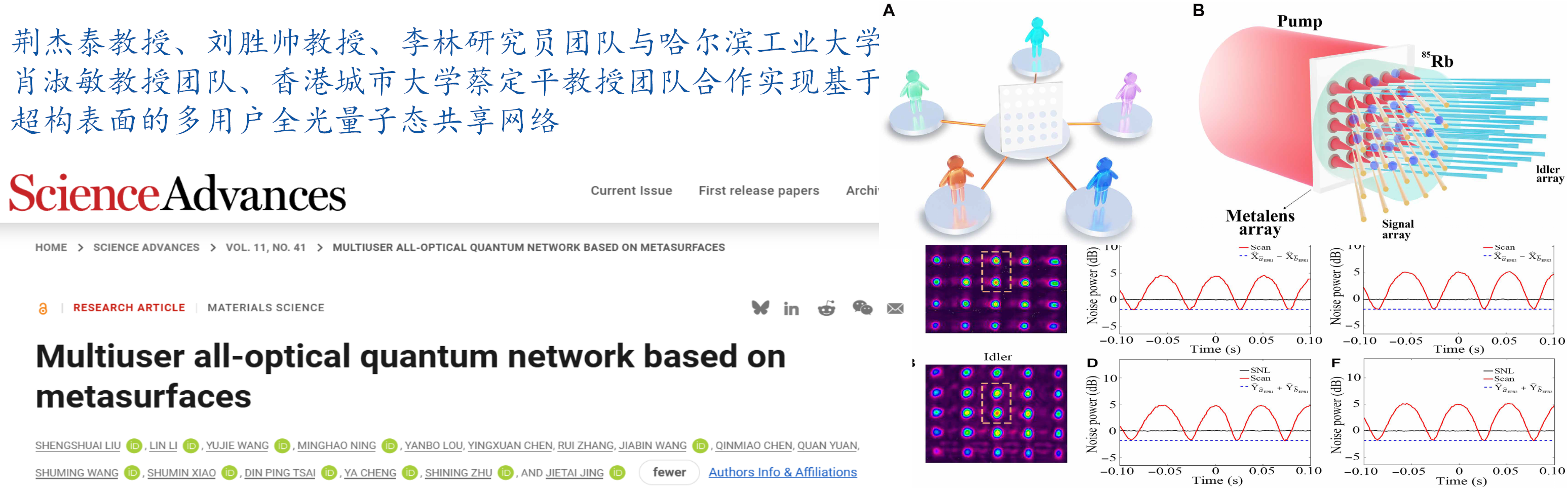 基于超构表面的多用户全光量子网...