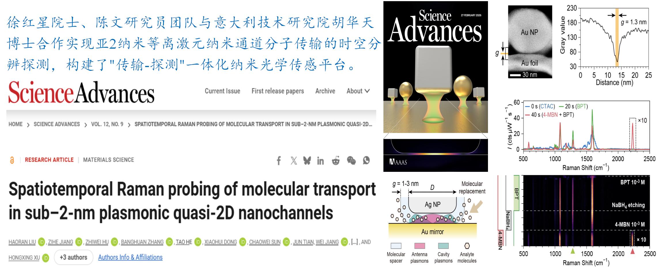 亚2纳米等离激元通道分子输运的...